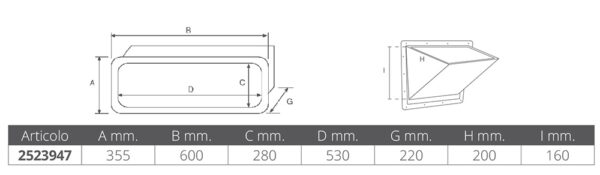 STORAGE HATCH WITH CONTAINER BAG MM.600x355x220D