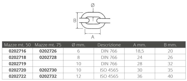 CALIBRATED STAINLESS STEEL CHAIN 50MT