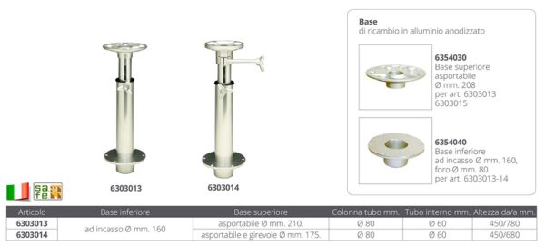 TELESCOPIC SUPPORT MM.450/780