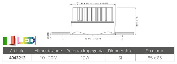 RECESSED SPOTLIGHT DEMETRA 12W