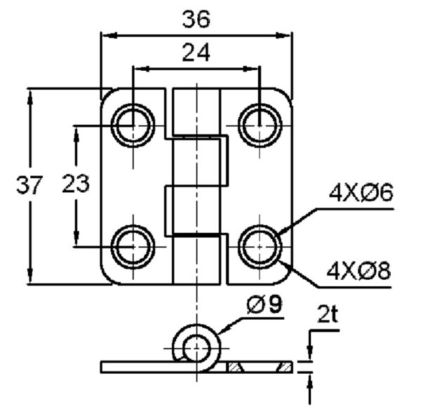 HINGE WITH COVER MM.36x37