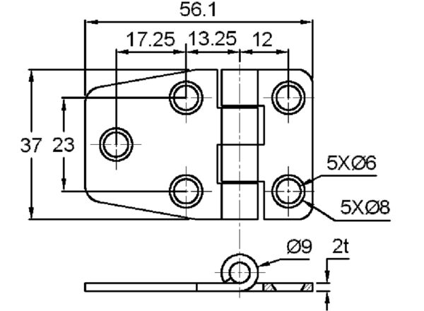 HINGE WITH COVER MM.56X37