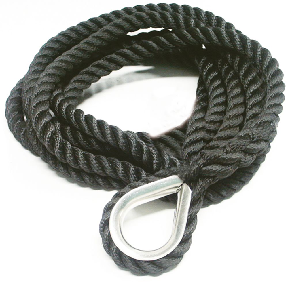 BLACK MOORING ROPE WITH STAINLESS STEEL THIMBLE