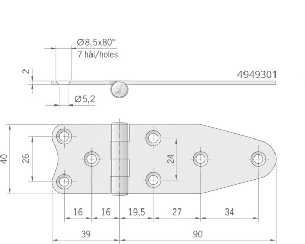 MIRROR POLISHED HINGES MM.129X40