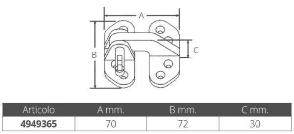 MIRROR POLISHED HATCH HINGES MM.70X72